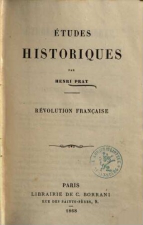 Études historiques, 6. Révolution française