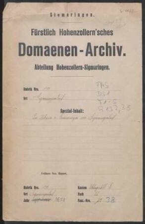 Sigmaringendorf: Urbar [und] Erneuerungen von Sigmaringendorf