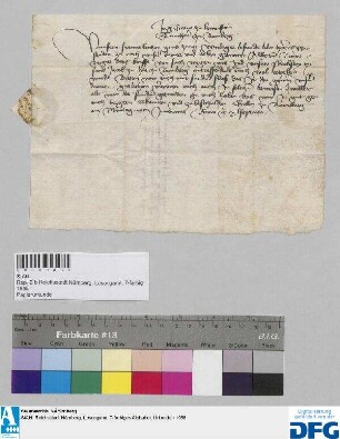 Beglaubigungsbrief des Jorg Grafen zu Lewenstein, Domherrn zu Bamberg, für Albertus Boner in Sachen der Propstei zu St. Jakob in Bamberg (an C. Kunhofer).