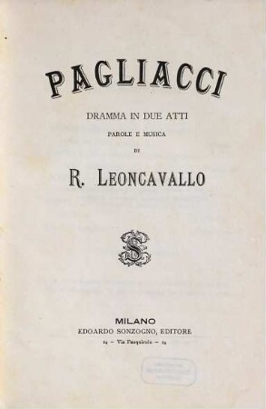 Pagliacci : dramma in due atti