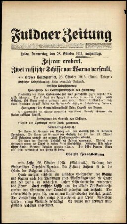 Ausgabe vom Donnerstag, den 28. Oktober 1915.