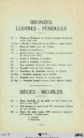 Sièges - Meubles (Nr. 86-138bis)