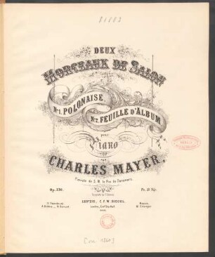 Deux morceaux de salon : pour piano ; op. 336
