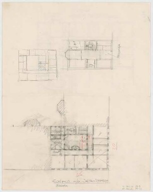 Thiersch, August ; München, Ismaningerstr.; Wohnbebauung - Grundriss 2. OG, Teilgrundrisse