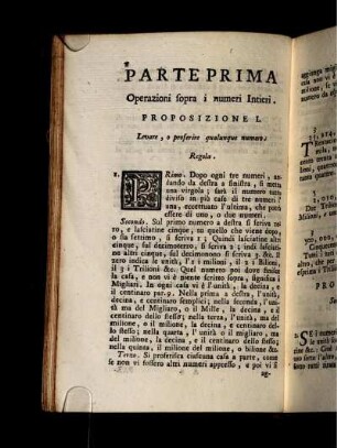 Parte Prima. Operazioni sopra gli Interi.