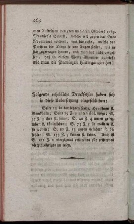 Folgend erhebliche Druckfehler haben sich in diese Uebersetzung eingeschlichen.