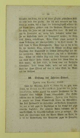 16. Stiftung des Jesuiten-Ordens
