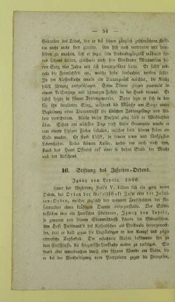 16. Stiftung des Jesuiten-Ordens