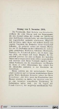 Sitzung vom 3. November 1908