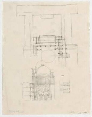 Thiersch, Friedrich von; München; Justizpalast - Treppenhaus (Grundrisse, Schnitt)