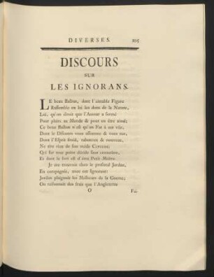 Discours Sur Les Ignorans.