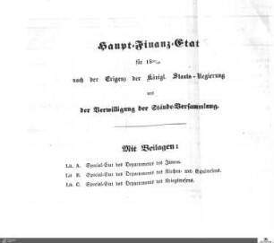 Haupt-Finanz-Etat 1845-1848