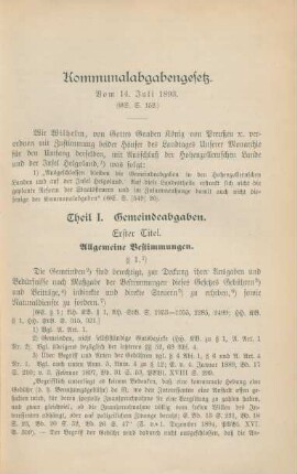 Kommunalabgabengesetz. Vom 14. Juli 1893.