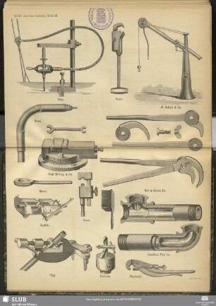 Stow ; Peace ; W. Sellers & Co. ; Orum ; Pratt Whitney & Co. ; Hull & Belden Co. ; Moore ; Scofield ; Rigg ; Cushman ; Glasslined Pipe Co. ; Macdonald