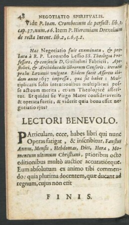 Lectori Benevolo