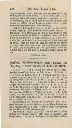 208-209 Personal-Nachrichten aus der Erzdiözese Köln