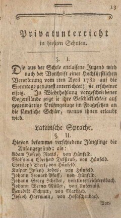 Privatunterricht in hiesigen Schulen.