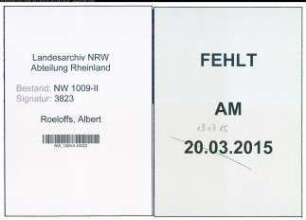 Entnazifizierung Albert Roeloffs , geb. 29.01.1902 (Schlosser)