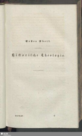 Ersten Theil. Historische Theologie
