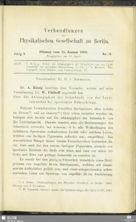 Nr. 2. Sitzung vom 25. Januar 1889