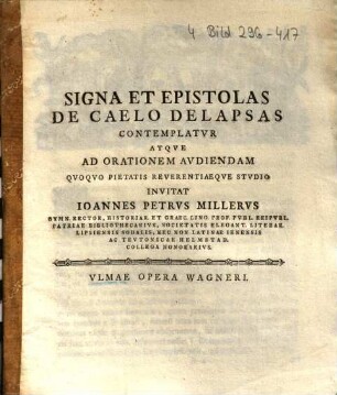Signa Et Epistolas De Caelo Delapsas