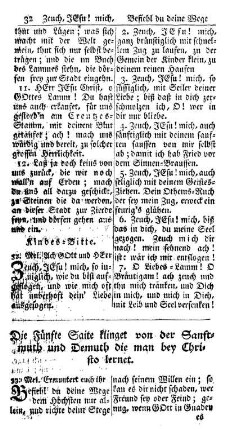 Die Fünfte Saite klinget von der Sanftmuth und Demuth die man bey Christo lernet.