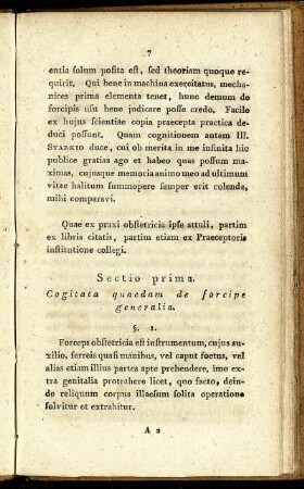 Sectio prima. Cogitata quaedam de forcipe generalia.