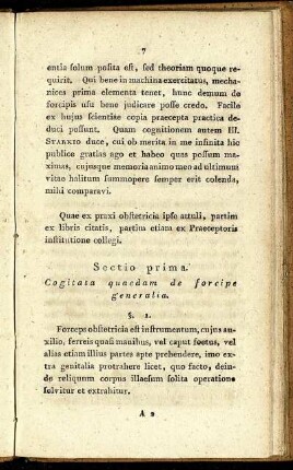 Sectio prima. Cogitata quaedam de forcipe generalia.