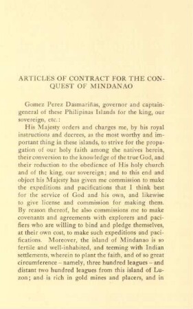 Articles of the contract for the conquest of Mindanao