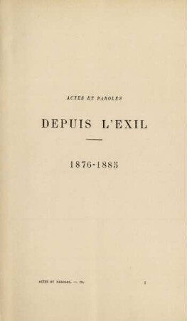 Depuis l'exil : 1876-1885