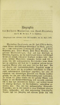 Biographie des Freiherrn Maximilian von Speck-Sternburg