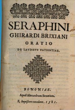 Oratio de laudibus patientiae