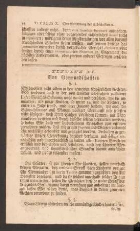 Titulus XI. Von Vormundschafften.