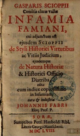 Gasparis Scioppii Infamia Famiani