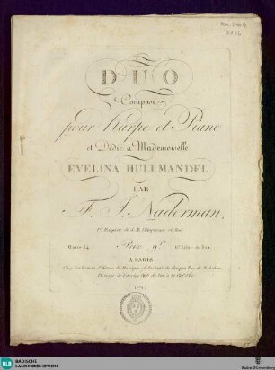 Duo pour harpe et piano : Oeuvre 34, 6e. livre de duo