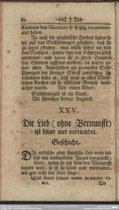XXV. Die Lieb (ohne Vernunfft) ist blind und verblendet. Geschicht