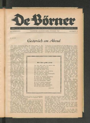 22. Jahrgang, Hamburg-Langenhorn, Oktober 1957, Nummer 10
