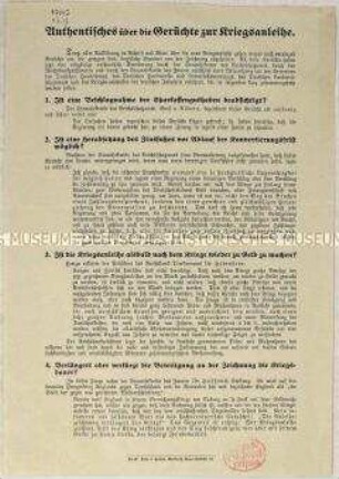 Informationsblatt zur Zeichnung von Kriegsanleihen