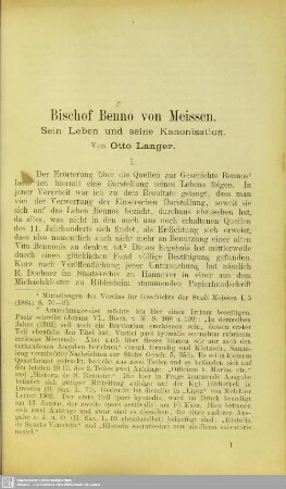 Bischof Benno von Meißen : sein Leben und seine Kanonisation