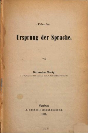 Ueber den Ursprung der Sprache