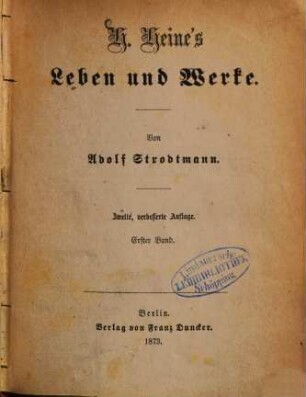 H. Heine's Leben und Werke. 1