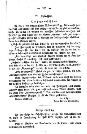 Orthographisches: Sprechsaal