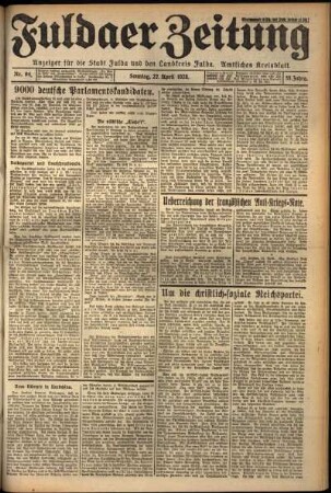 Erste Ausgabe vom Sonntag, den 22. April 1928.