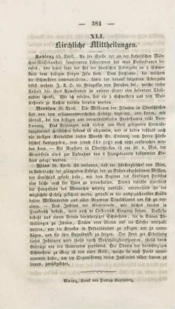 384 Kirchliche Mittheilungen