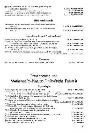 Philosophische und Mathematisch-Naturwissenschaftliche Fakultät