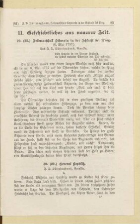 II. Geschichtliches aus neuerer Zeit