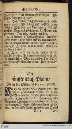 Der fuenffte Buß = Psalm, ist in der Ordnung der 102. Psalm