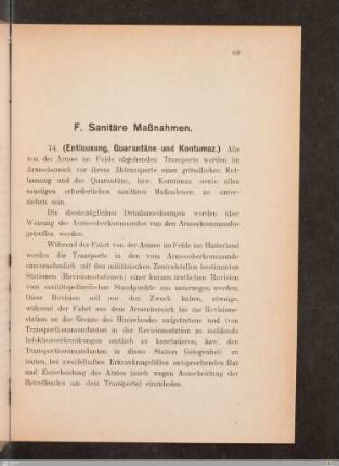 Sanitäre Maßnahmen