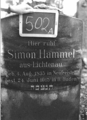 Grabstein 502 (Index: 100111612) Material: Granit Zustand: gut Maße HxBxT: 120x57x27 cm Beschreibung: Stele, Sockel, Segmentbogenabschluß: Grabstein 502A