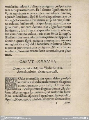 CAPUT XXXVIII. De modo universali, sive Methodo in iudicijs duodecim domorum coeli.
